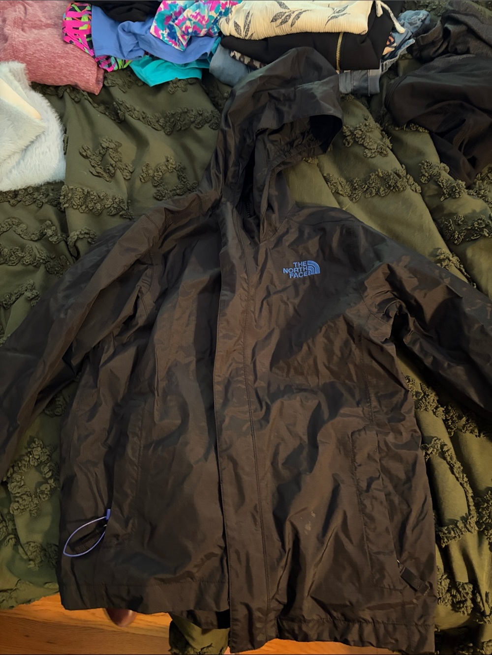 The North Face Black Hooded Jacket with Blue Logo